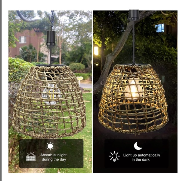 NWT Hanging woven seagrass lantern battery powered - Picture 2 of 3
